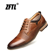 ZFTL-zapatos de vestir de cuero de vaca para hombre, calzado formal con cordones, hecho a mano, color marrón, talla grande, 01 2024 - compra barato