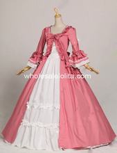 Hot Sale Full Circle Pink and White Cotton 19th Century Victorian Ball Gown Vintage Gothic Renaissance Dress 2024 - buy cheap