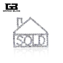 GRANDBLING Fancy Design of Bling Rhinestone "HOUSE SOLD" Word Lapel Pin 2024 - buy cheap