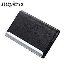 New Waterproof Rfid Wallet Fashion Men Women Business Card Holder PU Leather ID Name Card Case Aluminum Box Wallets 2024 - buy cheap