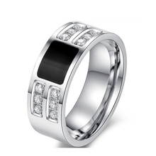 Fashion Men's ring Jewelry wholesale Stainless Steel Beautiful Crystal Mens Rings 2024 - buy cheap