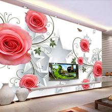 beibehang Custom wallpaper stereo 3D rose pattern five-pointed star background wall painting living room bedroom 3d wallpaper 2024 - buy cheap