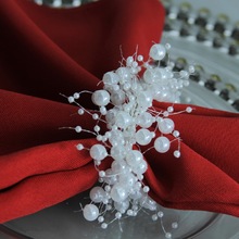 qn19031101 napkin ring pearl beaedes decoration, wholesale wedding napkin holder free shipping 12 pcs 2023 - buy cheap