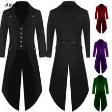 Men Vintage Tailcoat Outwear Steampunk Coat Winter Military Jacket Gothic Victorian Frockn Uniform Costume 4XL Size Plus 2024 - buy cheap