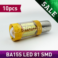 10pcs BA15S 81 SMD LED 1156 1157 LED Bulbs - 81SMD headlight fog light bulb Super Bright White 4014 Chips GLOWTEC 2024 - buy cheap