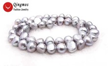 Qingmos 8-9mm Gray Baroque Natural Freshwater Pearl Loose Beads for Jewelry Making Necklace Bracelet DIY 14'' l719 Free Shipping 2024 - buy cheap