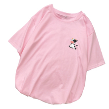 women's t-shirt 2021 Summer Casual Short Sleeve Femme Harajuku Cute Dairy Cattle Cartoon Print Kawaii T Shirt Streetwear Tops 2024 - buy cheap