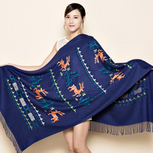 Новый Модный зимний шарф для женщин, высококачественный теплый большой длинный шарф, женский роскошный кашемировый шарф с вышивкой оленя, 200 см x 70 см 2024 - купить недорого