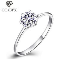 Anel de noivado feminino, anel clássico simples cc041 cor branca e dourada bijuteria para mulheres 2024 - compre barato