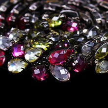 5yard Craft Colorful Rhinestones Trimming Banding Chain Sewing Trim Metal Chain Lace Ribbon Trim for Wedding Dress19mm t458 2024 - buy cheap