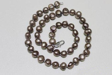 Collar de perlas de agua dulce para niña, joyería encantadora, Color gris barroco, 8-9mm, 17 pulgadas, perlas reales hechas a mano 2024 - compra barato