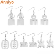 Anniyo African Symbol Earrings silver Color Stainless Steel Material Adinkra Gye Nyame Earrings Ethnic Jewelry #074021B 2024 - buy cheap