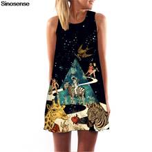 Sexy Mini Loose Chiffon Dress 3D Space Galaxy Zebra Print Vintage Short Beach Party Dress Women Tunic A-Line Summer Boho Dress 2024 - buy cheap