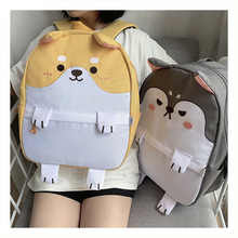 Mochila de lona feminina com desenho, mochila escolar confortável para animal de estimação, cão, corgi husky 2024 - compre barato