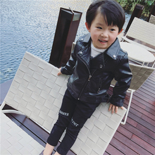 Baby Kids Leather Jacket 2019 Spring Fall New Boys & Girls Korean Casual Locomotive Dress Outerwear Children's Black Coat B133 2024 - buy cheap