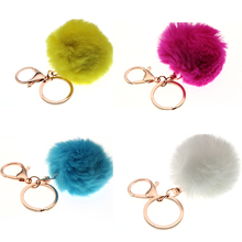 16 cores Bugiganga Chaveiros Chaveiro Bola De Pêlo Pompom Pele Artificial no Saco Bonito Fofo Falso Pompom Acessórios Pingente 3 -8 cm 2024 - compre barato