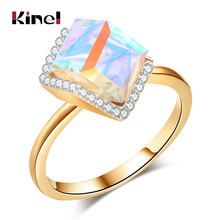 Kinel-Anillos de Compromiso de cristal para mujer, sortija de oro con Cristales Vintage de lujo, con piedras 2024 - compra barato