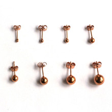 No Fade Allergy Free Titanium Stud Earrings Rose Gold-color Plate Brief Small Balls 316L Stainless Steel Jewelry 2024 - buy cheap