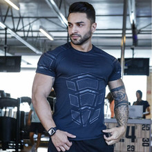 2019 New Mens Compression Skinny T-shirt Gyms Fitness Bodybuilding t shirt Male Summer Workout Tee Tops Crossfit Brand Clothing 2024 - buy cheap