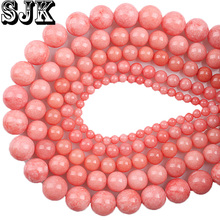 Contas redondas de pedra natural rosa, calcedônia redonda, rosa jade 4 6 8 10 12mm, faça você mesmo, acessórios para fazer joias 2024 - compre barato
