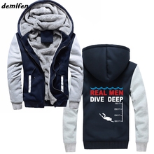 Moletom dos homens moda real homem mergulho profundo hoodie engrossar zíper com capuz impresso personalizado casual jaqueta de fitness 2024 - compre barato