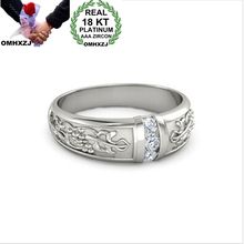 OMHXZJ-anillo sencillo de circón blanco AAA para hombre y mujer, anillo de oro blanco de 18kt RR661, regalo de boda, moda europea, venta al por mayor 2024 - compra barato