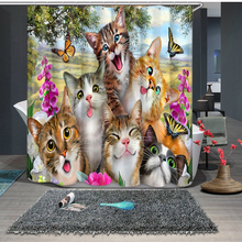 Cortinas de ducha 3D de la familia de gatos pequeños y Sika, visillo de baño grueso, impermeable y grueso 2024 - compra barato