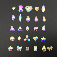 Strass de arte de unha 20 peças, pedras coloridas de chama de vidro em forma plana de cristal ab, lágrima, marquesa, decoração de unhas 3d 2024 - compre barato