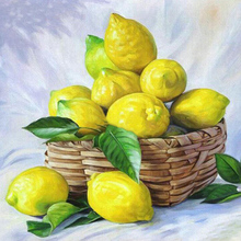 HOMHOL-pintura de diamante 5D DIY "frutas limón", cuadrados o redondos de imitación bordado de diamantes, pegatinas de punto de cruz para pared, decoración del hogar 2024 - compra barato