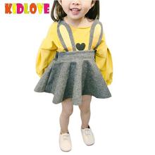 KIDLOVE 2pcs/Set Children Girl Cartoon Rabbit Long Ear Suspender Skirt + Love Shape Long Sleeve T-shirt Clothes Set ZK30 2024 - buy cheap