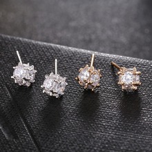 Classic Square Austrian Crystal Stone Earrings Fashion Charming design Stud Earrings For Women popular Wholesale Factory Price 2024 - buy cheap
