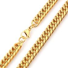 11mm Men's Stainless Steel Necklace Gold Color Curb Cuban Link Chain Necklace Or Bracelet Male Collar Fashion Jewelry 7-40" 2024 - buy cheap