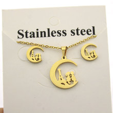 1 Set Stainless Steel Jewelry Set Girl And Boy In Moon City Necklace Earrings Jewellry Set Women Couple Girls Festival Gifts 2024 - buy cheap