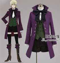 Black Butler Alois Trancy cosplay costume purple coat+shirt+vest+bowknot+pants full suit formal party cloth halloween costume 2024 - buy cheap