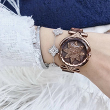 New Fashion Caramel Milanese Watches for Women Cool Sexual Cold Wind Sunflowers Crystal Wrist watch Magnet Bracelet Watch Quartz 2024 - buy cheap