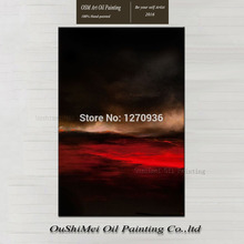 Artist Hand-painted High Quality Abstract Black and Red Landscape Oil Painting on Canvas Beautiful Dark Sky Oil Painting 2024 - buy cheap