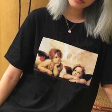 Kuaxayu hjn camiseta feminina 1 peça, camiseta engraçada angel raphael camiseta para mulheres estampadas de bebês anjos 2024 - compre barato