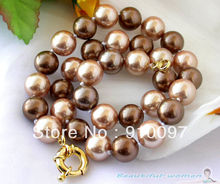 free shipping >>>18" 10MM COFFEE CHAMPAGNE SOUTH SEA SHELL PEARL NECKLACE 2024 - buy cheap