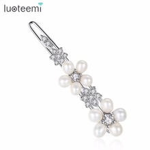 LUOTEEMI Flower CZ Crystal Hair Clips Women Fashion Styles Hairpin Fashion Trendy Wedding Bridal Pearl Bridesmaid Girl Jewelry 2024 - buy cheap