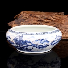 Qing Kangxi handpainted blue and white red glazed  tea bowl mountain people tea washer antique porcelain all hand painted 2024 - buy cheap