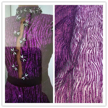 Alta qualidade DiuDiu-91621 tule Tecido de Renda líquida Francês Africano para a festa de venda Quente colado glitter tecido de renda 2024 - compre barato