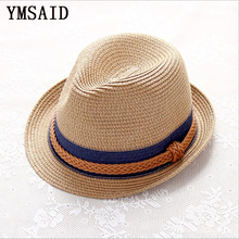 Ymsaid chapéu de palha jazz feminino, chapéu casual de verão para praia, para pais e filhos, boné panamá, corda de cânhamo, boné com retalhos 2024 - compre barato