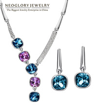 Neoglory marca indiana conjuntos de jóias colar brincos luxuosos presentes de aniversário 2020 novo embelezado com cristais de swarovski 2024 - compre barato