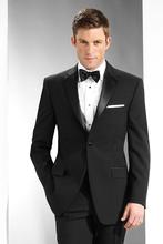 Nueva llegada un botón negro novio esmoquin muesca solapa padrino hombres trajes de boda Blazers (chaqueta + Pantalones + corbata) w: 571 2024 - compra barato