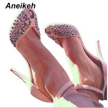 Aneikeh Women High Heels Design Rivet Stiletto Pumps Sexy Lady Peep Toe Sandals Strap Buckle Princess Party Shoes Size 35-40 2024 - buy cheap