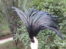 wholesale 50pcs/lot natural black Beautiful Rooster feathers 40-45cm 16-18Inch 2024 - buy cheap