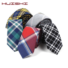 HUISHI Fashion Mens Plaid Cotton Tie Casual Sweet Rainbow Suit Necktie Bowknots Ties Male Cotton Skinny Slim Colourful Ties 2024 - buy cheap