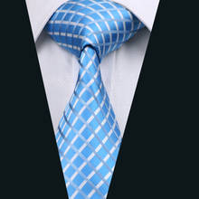 DH-528 Мужской Шелковый галстук, синий клетчатый галстук с воротником, 100% шелк, жаккардовые галстуки для мужчин, бизнес, Свадебная вечеринка, бесплатная доставка 2024 - купить недорого