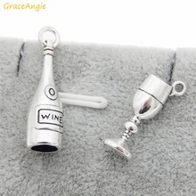 GraceAngie 20pcs Alloy Mini Wine Bottle and Goblet Charm Antique Necklace Pendant Jewelry Handmade Crafts Findings 2024 - buy cheap