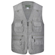 Vest Men Fashion Sleeveless Jackets Male Vest Blue Casual Fishing Vest with Many Pockets Plus Size Outdoors Waistcoat 2024 - buy cheap